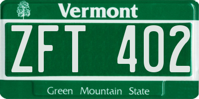 VT license plate ZFT402