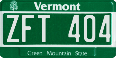 VT license plate ZFT404