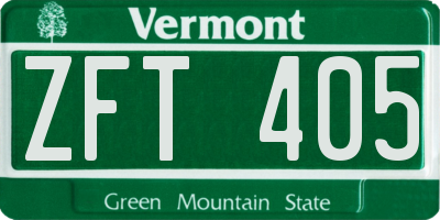 VT license plate ZFT405