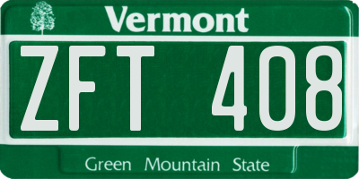 VT license plate ZFT408