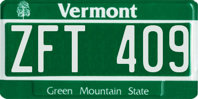 VT license plate ZFT409