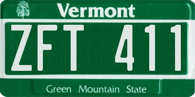 VT license plate ZFT411