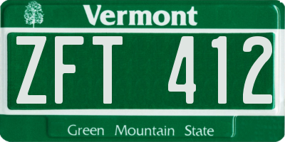 VT license plate ZFT412