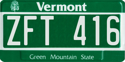 VT license plate ZFT416