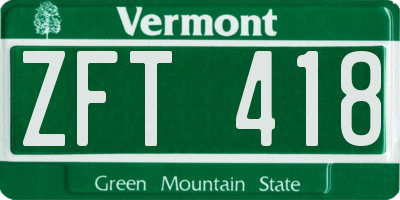 VT license plate ZFT418