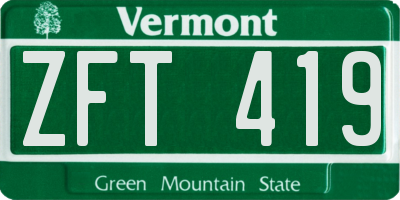 VT license plate ZFT419