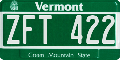 VT license plate ZFT422