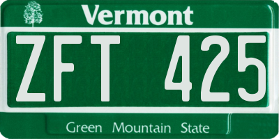 VT license plate ZFT425