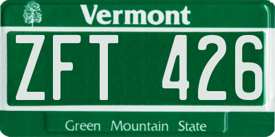 VT license plate ZFT426