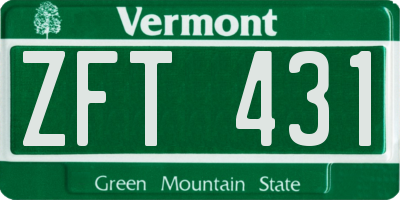 VT license plate ZFT431