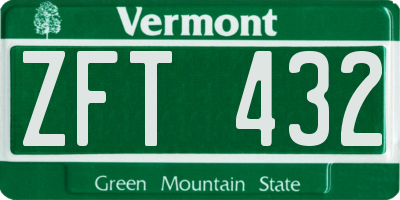 VT license plate ZFT432