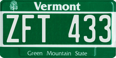 VT license plate ZFT433