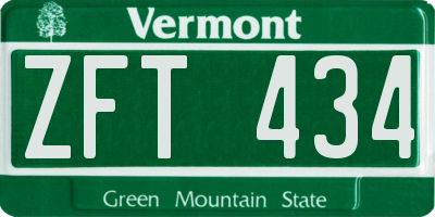 VT license plate ZFT434
