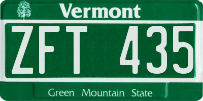 VT license plate ZFT435