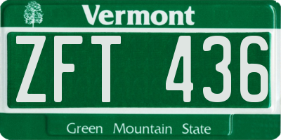 VT license plate ZFT436