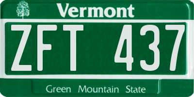 VT license plate ZFT437