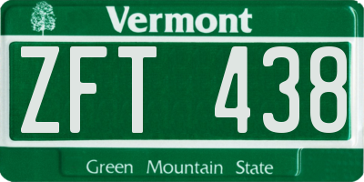 VT license plate ZFT438