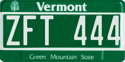VT license plate ZFT444