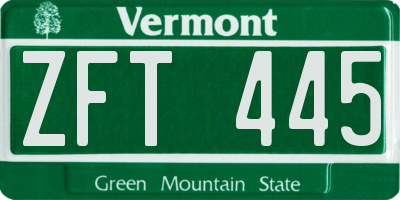 VT license plate ZFT445