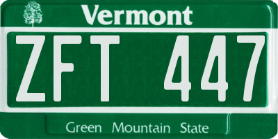 VT license plate ZFT447
