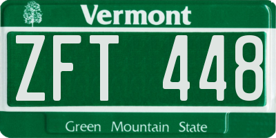VT license plate ZFT448