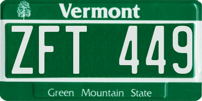 VT license plate ZFT449