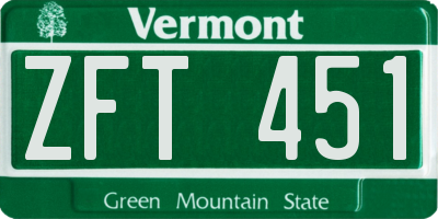 VT license plate ZFT451