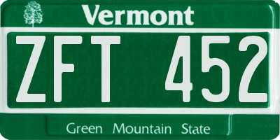 VT license plate ZFT452