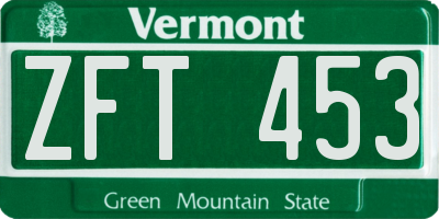 VT license plate ZFT453
