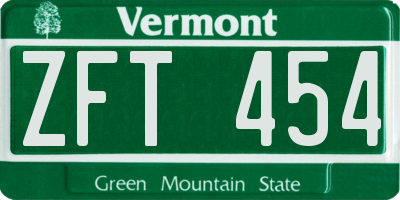 VT license plate ZFT454