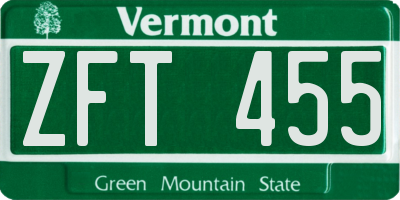 VT license plate ZFT455