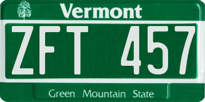 VT license plate ZFT457