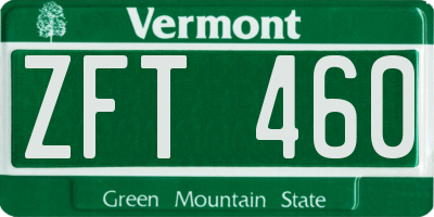 VT license plate ZFT460