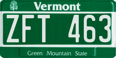VT license plate ZFT463