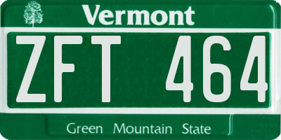 VT license plate ZFT464