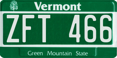 VT license plate ZFT466