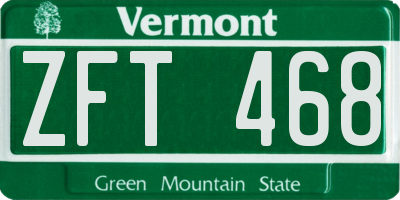 VT license plate ZFT468