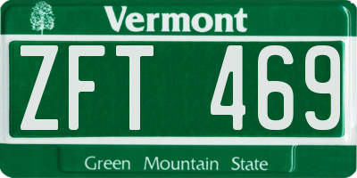 VT license plate ZFT469