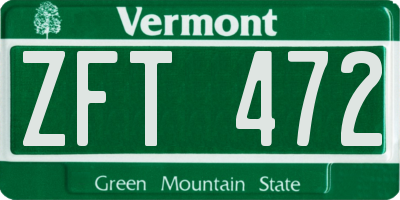 VT license plate ZFT472