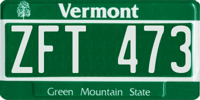 VT license plate ZFT473