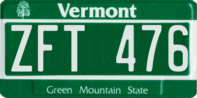 VT license plate ZFT476