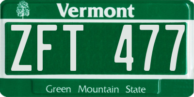 VT license plate ZFT477