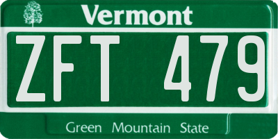 VT license plate ZFT479