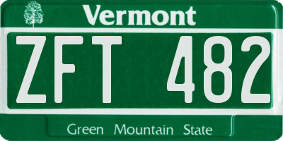 VT license plate ZFT482