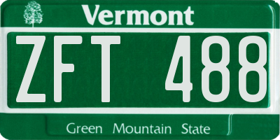 VT license plate ZFT488