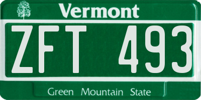 VT license plate ZFT493