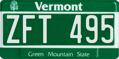 VT license plate ZFT495