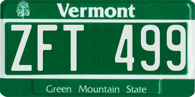 VT license plate ZFT499