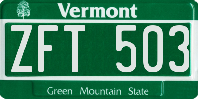 VT license plate ZFT503