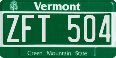 VT license plate ZFT504